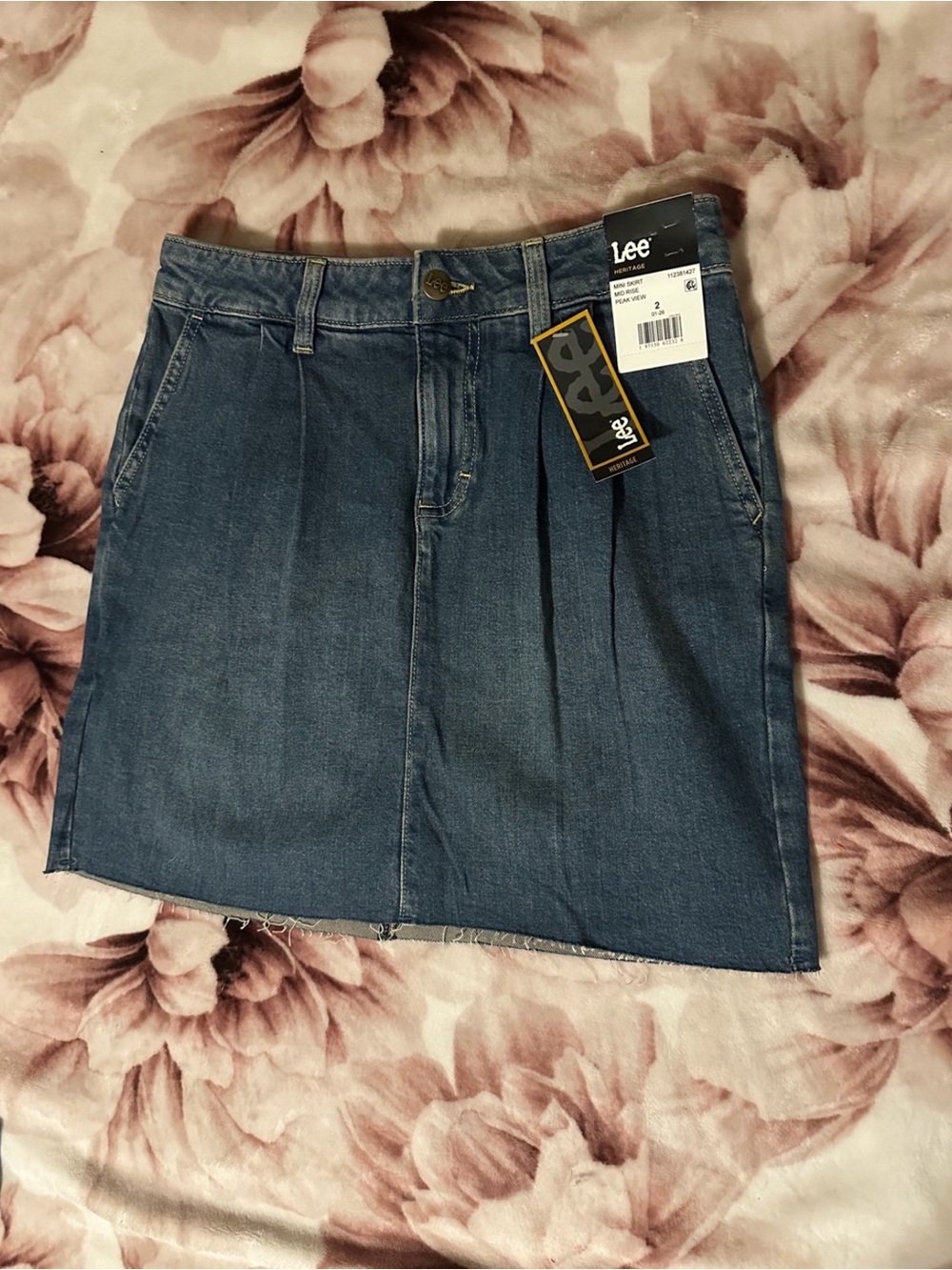 Denim Mini Skirt with Front Pleats by Lee